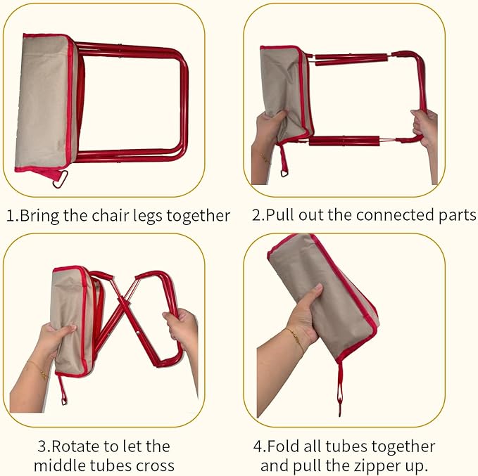 Portable Folding Camping Stool with Alloy Carabiner - 330lbs Capacity Ultralight Pocket Chair, Collapsible Mini Travel Seat for Fishing, Camping, Queuing & Outdoor Events