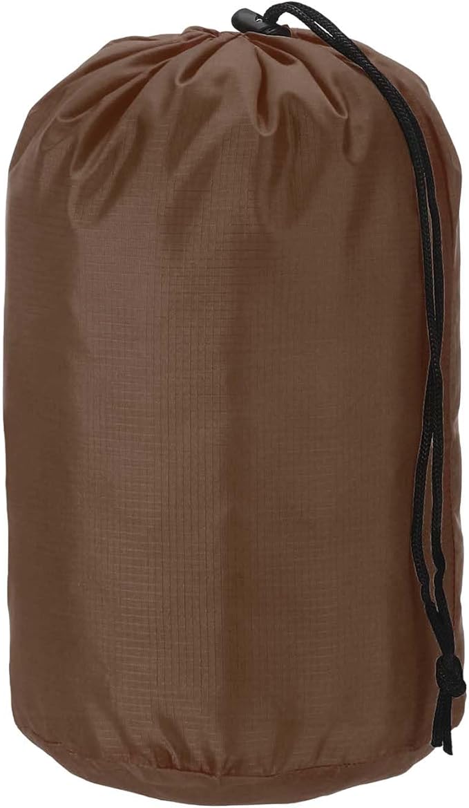 Stuff Sack, Nylon Waterproof Storage Sacks Portable Drawstring Dry Stuff Bag Gear Organization with Toggle, 5x10Inch Fit for Backpacking Camping Traveling Hiking(Brown)