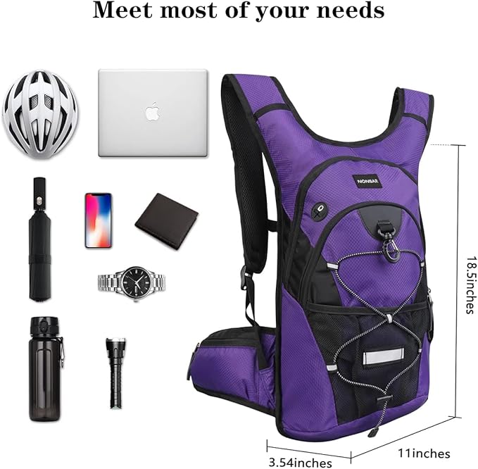 NONSAR Hydration Backpack, Hiking Backpack with 3L Water Bladder, Insulated Water Backpack for Women, Men, Kids, Keep Liquids Cool Up to 5 Hours, Daypack for Hiking, Running, Climbing, Cycling