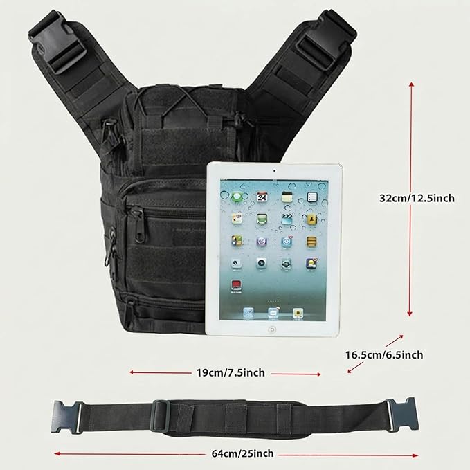 Tactical Backpack for Men，Military Sport Bag Pack Sling Shoulder Backpack Tactical Crossbody Bag EDC Molle Assault Range Bag Chest Pack for Hiking Camping Outdoor - Black