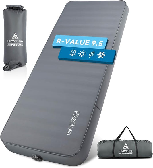 Hikenture 4 INCH Thick Self Inflating Sleeping Pad 9.5 R Value, Comfort Plus Camping Mattress with Pump Sack, Inflatable Foam Insulated Camping Pad, Camping Mat 4-Season