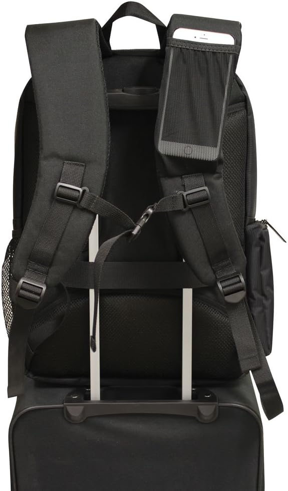 Preferred Nation USB charging Solar Backpack with USB Charging Port – Fits 15.4” Laptop – Waterproof, Multiple Compartments, Power Bank Compatible – Durable 420D/1680D/600D Polyester – Black