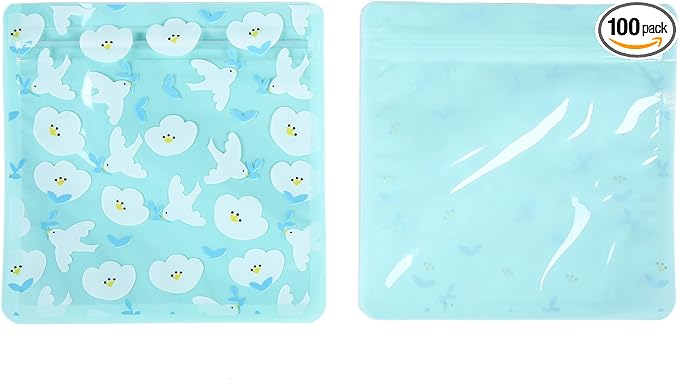 QQ Studio 100 PCS Clear Print Poly Plastic Color Empty Hangover Starter Kit with Resealable Zipper Seal Lock (Dove, 4.33 inch x 3.94 inch)