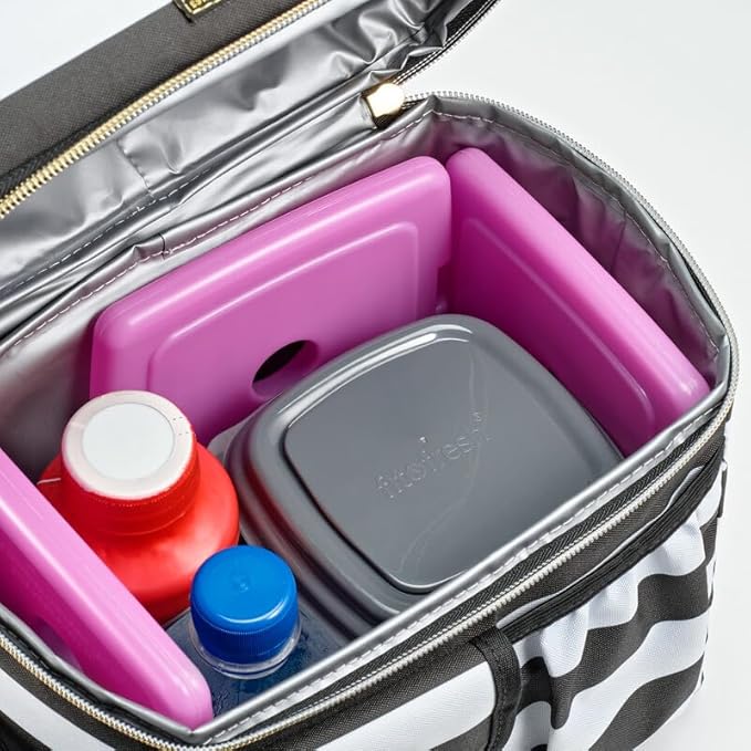 Cool Coolers by Fit + Fresh, Reusable & Long-Lasting Slim Ice Packs, Cold Packs for Lunch Boxes, Ice Packs for Lunch Bags, Purple 8 Pack