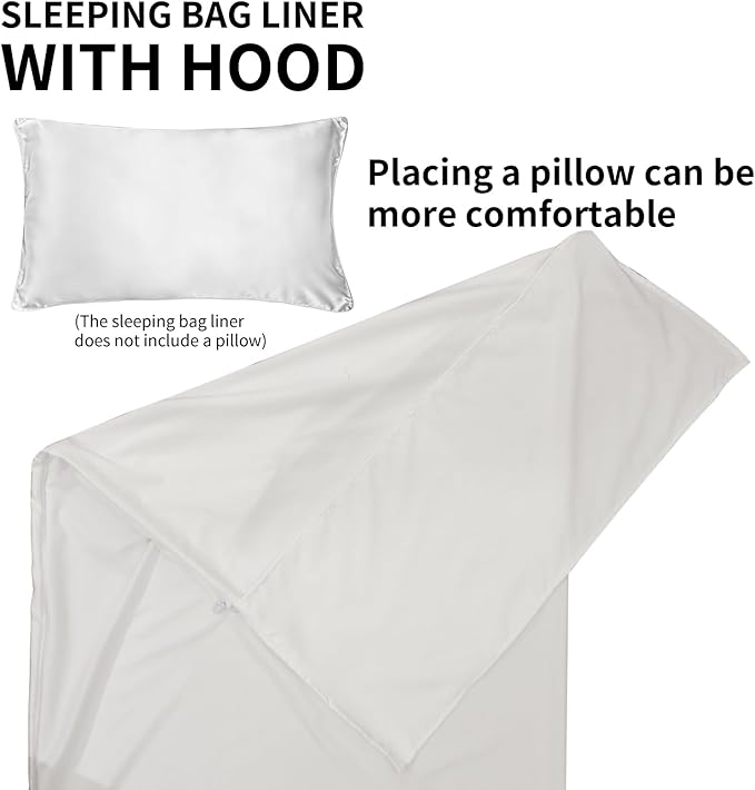 Mountainlodge Sleeping Bag Liner for Warm Weather Seasons with Carry Bag - Protable,Lightweight and Skin-Friendly Sleeping Bag for Camping,Hiking and Backpacking.