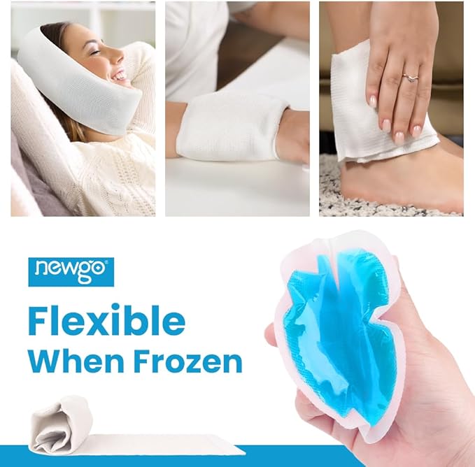 NEWGO Small Ice Packs for Injuries, 6 Pack Round Ice Packs for Face, FSA Eligible, Hot Cold Pack Circular Cold Compress with Cloth Backing & Sleeve for Pain Relief, Toothaches