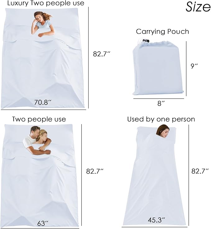 Sleeping Bag Liner Camping Travel Home Bed Sheet Lightweight Breathable Hotel Compact Sacks