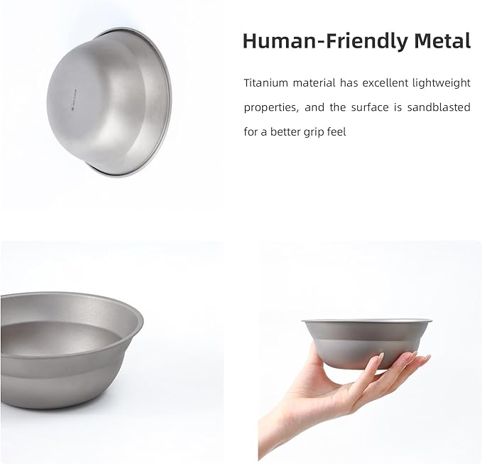 Pure Titanium Camping Bowl 2 Pieces 5.5 inch Soup Bowl for Backpacking Outdoor Hiking