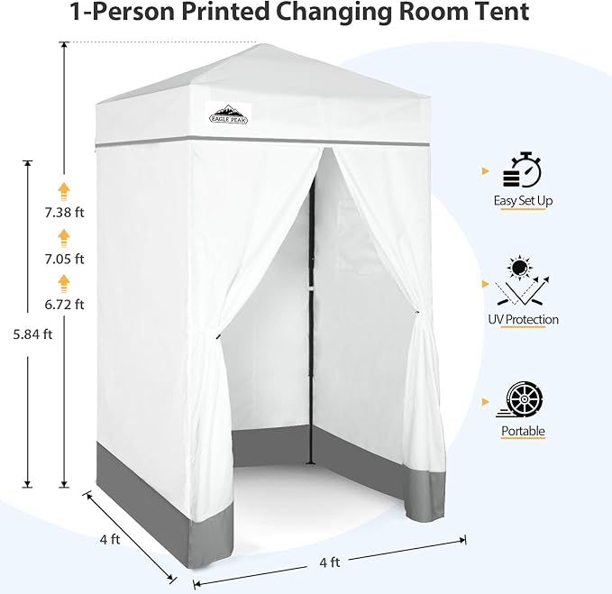EAGLE PEAK Flex Ultra Compact 4x4 Pop-up Canopy, Sun Shelter, Changing Room, Portable Privacy Canopy Cabana for Pool, Fashion Photoshoots, or Camping, White