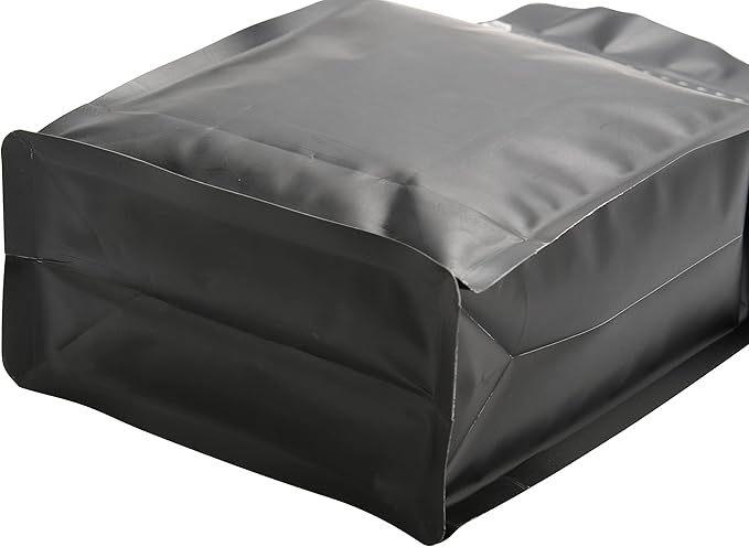 50 Pack Coffee Bags with Aluminum Foil and Degassing Valve, Resealable High Barrier Storage Bags, Odor-Proof for Coffee Beans, Stand Up Coffee Pouch, Flat Bottom (Small-8OZ, Black)