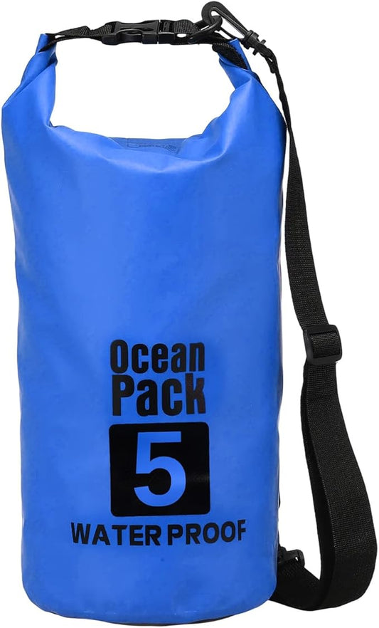Waterproof Dry Bag, 5L Fit for Women Men Water Proof Bags Lightweight Dry Storage Floating Backpack with Whistle for Travel Backpacking Boating Kayaking Camping (Blue)