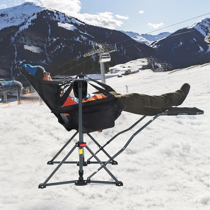 Nice C Heated Hammock Camping Chair with Footrest, Heated Camping Chair with Battery, Rocking Swing Chairs, Hammock Chairs with Stand, Heavy Duty (1, Heat Black W/Footrest)