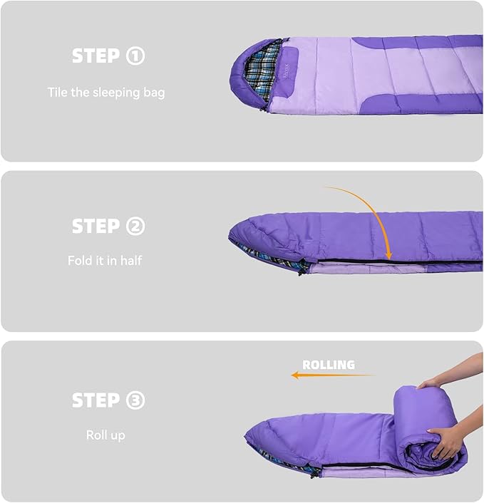 Cotton Flannel Liner Sleeping Bag for Adults Teens Kids, Cold Weather &Warm, 3 Seasons, Lightweight Compact Camping Essentials Equipment, Hiking, Outdoor, Travel