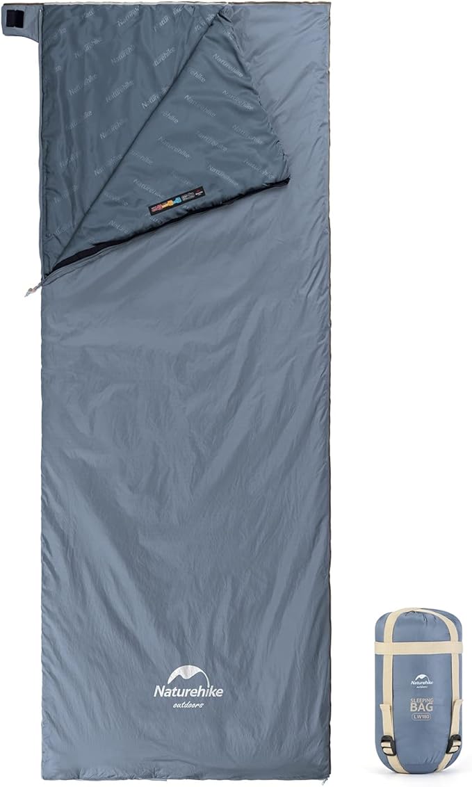 Naturehike Lightweight Compact Sleeping Bag, 59℉/32℉ Envelope Ultralight Backpacking Sleeping Bag Portable, Waterproof with Compression Sack for Cold&Warm, Camping, Traveling, Hiking