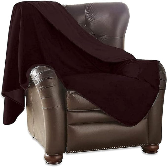 Mambe Silky Waterproof Throw for Protecting Furniture Bed Couch from Stains Caused by Dogs, Cats, Incontinence. Soft, Washable, Reversible. (Size Long/Sofa 70x120 inches, Color Merlot)