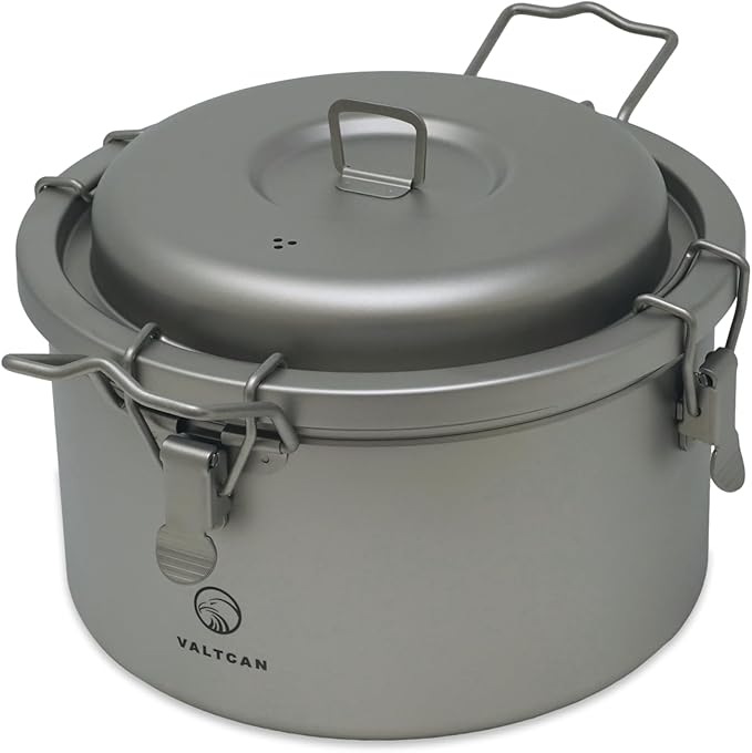 Valtcan 3200ml Titanium Rice Cooker Pot Home and Camping Backpacking Bento Lunch Box with locking Lid for Rapid Easy Rice Making 867g