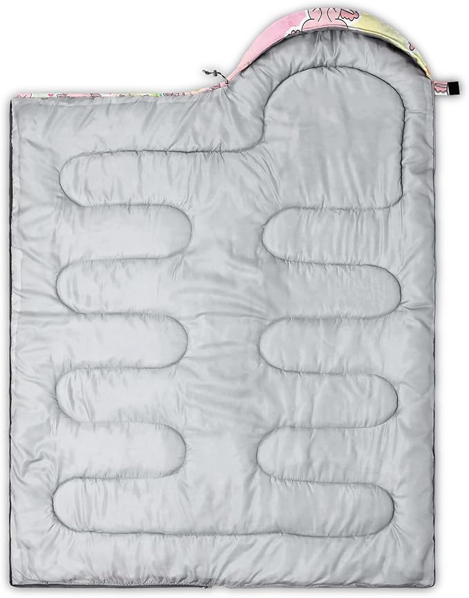 AILONEN Kawaii Puppy Sleeping Bag for Kids Boys Girls,Warm and Cool Weather,Lightweight,Waterproof Backpacking,Cartoon Cute Dog & Duck Animal Themed Blue Sleeping Bag for Camping