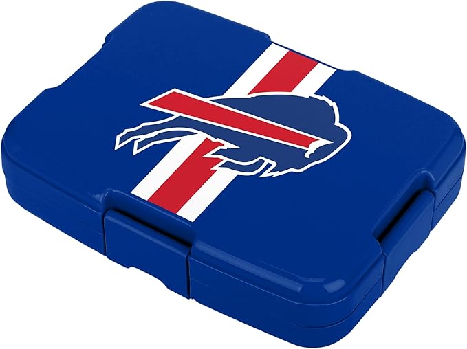 FOCO NFL Unisex-Adult Officially Licensed Team Color Stripe Primary Logo Football Leak Proof 5 Compartment Bento Lunch Box - Buffalo Bills