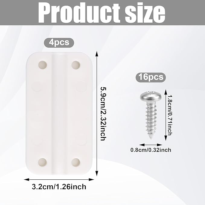 4pcs Plastic Cooler Hinges for Igloo 50-165 QT, 2.32x1.26 Inch Freezer Hinges with 16 Screws Replacement Parts Camping Coolers Accessories for Igloo Fridge