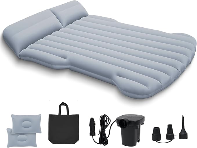 SUV Air Mattress, Car Air Mattress Compatible with Tesla Model Y, Camping Bed for Car Backseat, Inflatable Sleeping Pad with Pump, Truck Jeep Travel Bed for Camping Road Trip (Grey)