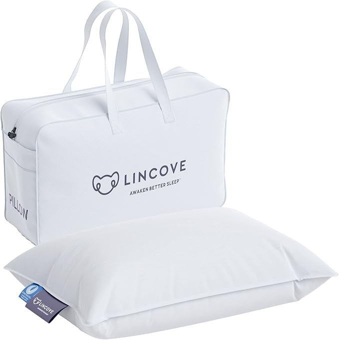 Lincove Canadian Down Toddler Pillow for Sleeping - Perfect for Kids Travel Pillow, Nap Time, Toddler Cot, Crib, Bed - 800 Fill Power, 100% Cotton Shell, 400 Thread Count (13 x 18)