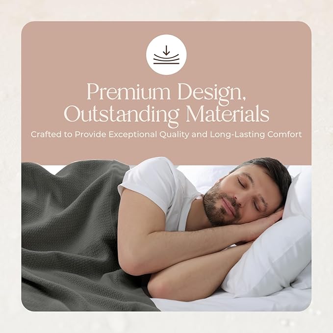 100% Organic Cotton Blanket - GOTS & Fairtrade Certified Organic Cotton Throw Blanket for Bed with Soft Warm & Breathable Single Knit Weave - Great as Bedspread or Coverlet (Gray, Twin)