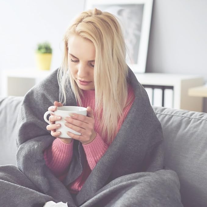 Vakly 2 Pack Emergency Throw Blanket [80’’x40’’] Disposable Fleece Military Cover – for Traveling, Camping, Car, Outdoor Survival, Homeless Shelters & Everyday Use (2, Gray, 40" x 80")