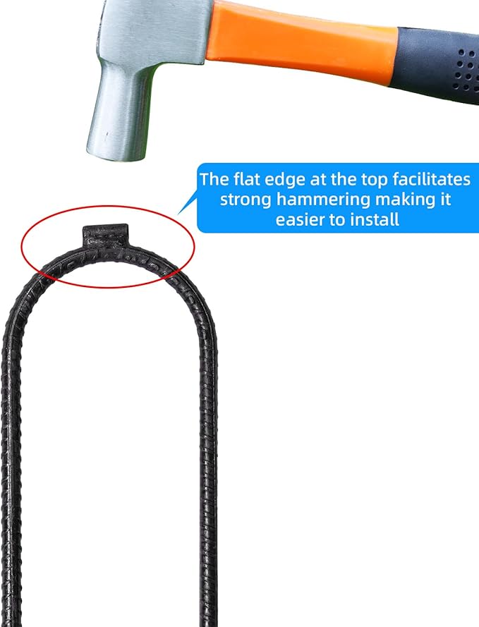 10"x3" U-Shaped Rebar Stakes - Heavy Duty Safety Ground Anchor for Trampoline, Wind Stake, Garden Fence, Landscape Edge, Outdoor Use