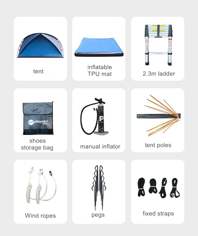 UNISTRENGH 2 Person Inflatable Car Rooftop Tent Easy Set-up Large Outdoor Glamping Camping Tent for SUV,Truck and Universal Auto Self-Driving Touring