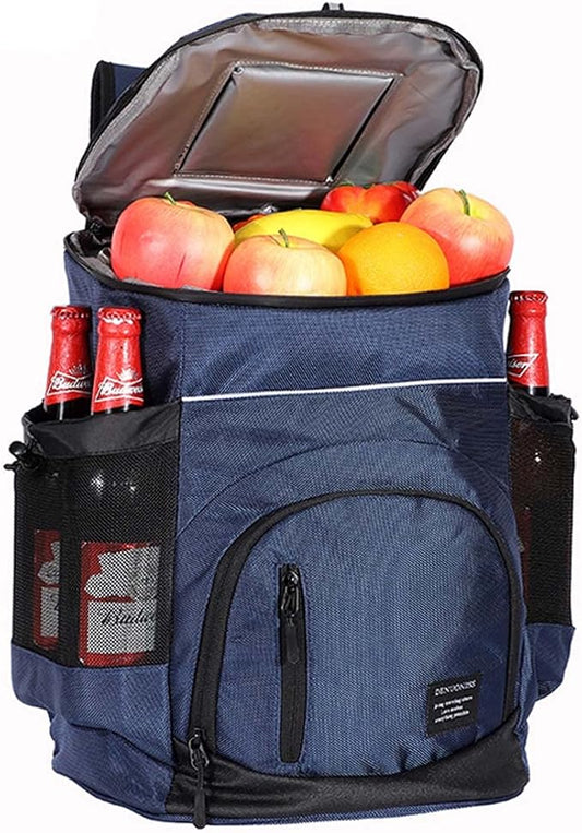 SCOSAO Cooler Backpack 36 Cans, Leak-Proof Insulated Backpack 30L Large Capacity, Double Deck Cooler Bag Up to 12 Hours,Soft Lightweight Lunch Backpack for Men Women Work Beach Camping Picnic (Blue)