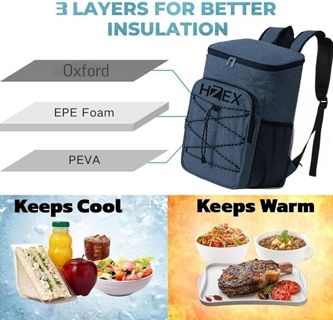 25L Insulated Cooler Backpack – Leak Proof Travel Back Pack Cooler for Hiking, Camping, Beach, Picnic & Outdoor Adventures – Large Capacity Soft Cooler Bag for Men & Women, Keep Food - Drink Cold
