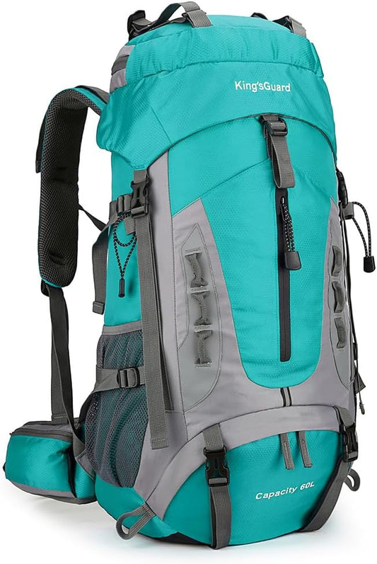 King'sGuard 60L Hiking Backpack for Men and Women Lightweight Camping Hiking Backpack with Rain Cover Large Waterproof Travel Backpack Backpacking Pack (Lake Blue)