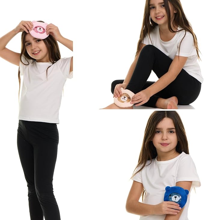 FOMI Premium Kids Hot Cold Ice Packs | 3 Pack | Soft Colorful Sleeves | Fun Animal Designed Children Gel Bead Wrap | Pain Relief for Kids Boo Boos, Fever, Wisdom Teeth, Tired Eyes, Headaches