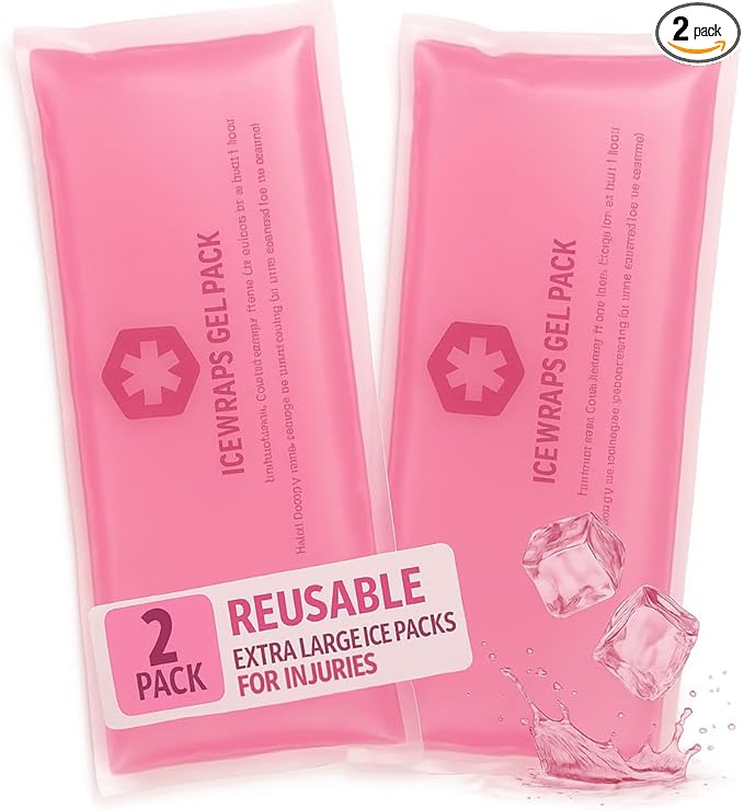 ICEWRAPS 6"x12" Flexible Gel Reusable Ice Packs for Injuries, After Surgery and Pain Relief | Neck, Knee, Hip, Back and Shoulder | Hot Cold Compress Swelling | 2 in a Pack, Pink