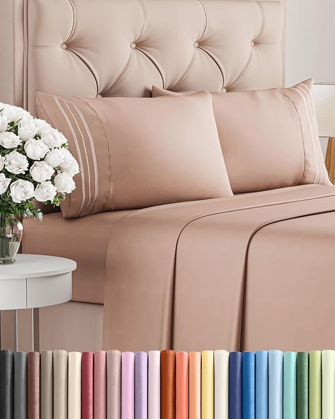 Full Size 4 Piece Sheet Set - Comfy Breathable & Cooling Bed Sheets Set - Hotel Luxury Bedding for Women, Men, Kids, Teens, Boys & Girls - Deep Pockets, Ultra-Soft and Wrinkle Free - Oeko-Tex - Mauve