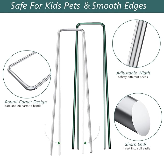 6 inches 50 Packs Galvanized Landscape Staples Garden Stakes,Toylin U-Shaped Tent Stakes, Landscape Staples Ground Stakes for Landscaping Securing Weed Barrier Fabric, Holding Fence