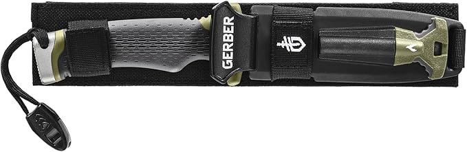 Gerber Gear Ultimate Survival Knife, Fixed Blade Knife with Combo Edge, includes Fire Starter Edge and Ferro Rod, Whistle, Sheath with Integrated Sharpener - Bushcraft, Hunting and Camping Tool