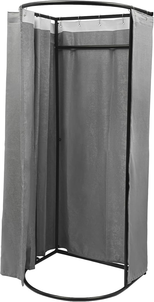 D-Shaped Portable Changing Tent - Grey Privacy Dressing Room for House, Office, Shopping Mall - Removable, Indoor/Outdoor, Boutique Fitting Room