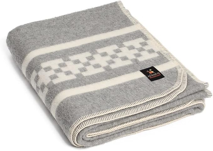 Inca Wall - Thick Alpaca Wool Blanket Heavyweight Camping Outdoors Indoors Soft Peru Twin Size New Ethnic Design (Soft Gray/Ivory, Twin Size)
