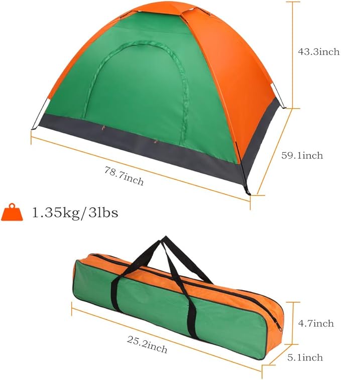 Camping Tent Dome Tent for Camping, Lightweight Portable Backpacking Tent, Family Dome Tent Small Easy Set Up Shelter Outdoor Camping Accessories for Camping, Hiking, Mountaineering or Beach