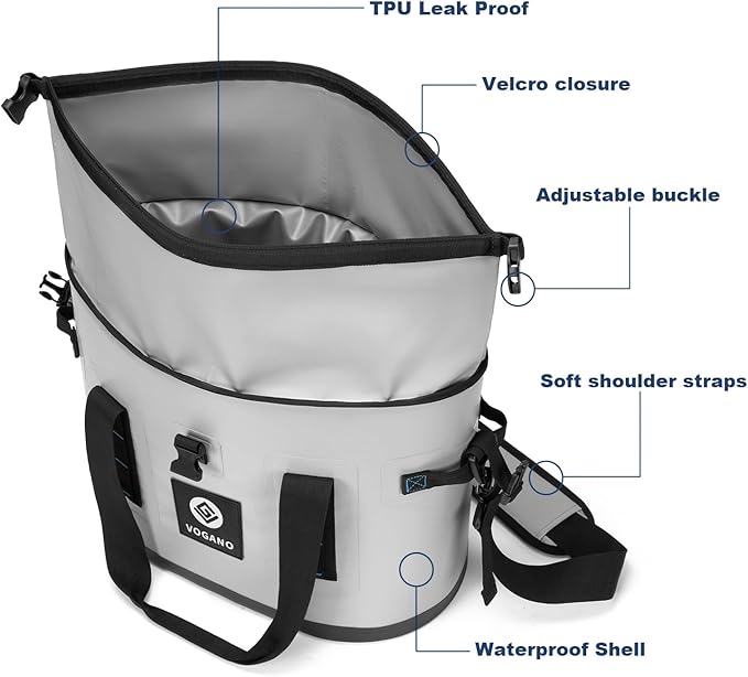 40 Can Soft Cooler Bag - Insulated Leak-Proof Large Cooler Bag with Roll-Top Waterproof Seal | Portable Ice Chest for Camping, Beach, Travel, Picnics | 12HR Cold Retention