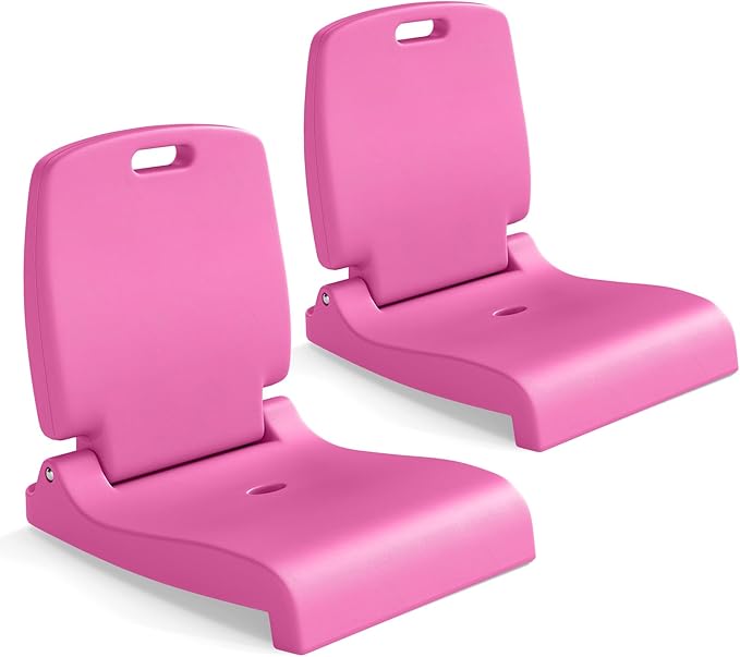 GYMAX 2 Pack Foldable Poolside Chairs for Edge of Pool, Portable Pool Chair with Handle, Drainage Hole, Lightweight Folding Flip Seat for Beaches, Camping, Fishing, Tailgating, Lawn (Bright Pink,2)