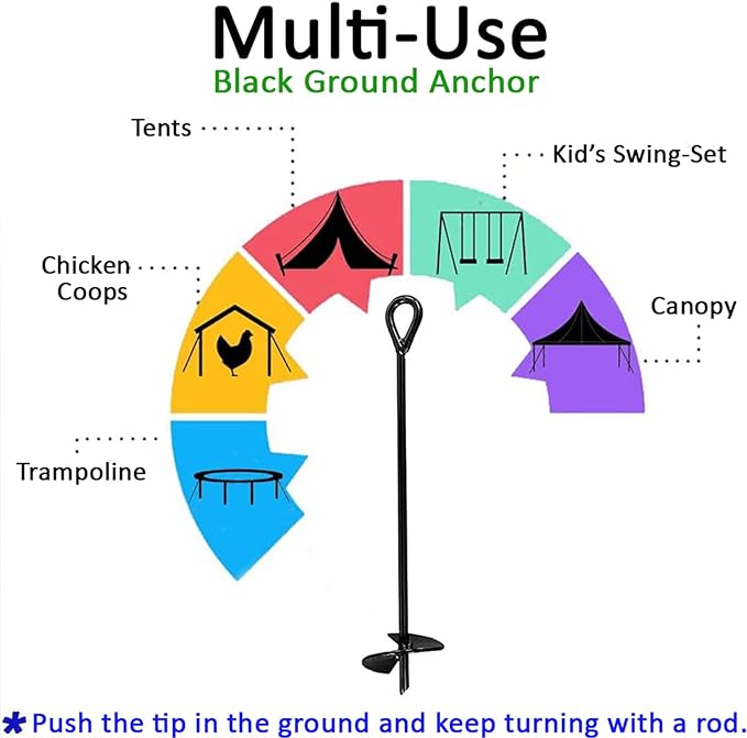 Ground Anchor Heavy Duty (2 Pack), 40 Inches in Length and 0.4 MM Thick in Diameter, Ideal for Securing Animals, Tents, Canopies, Sheds, Car Ports, Swing Sets
