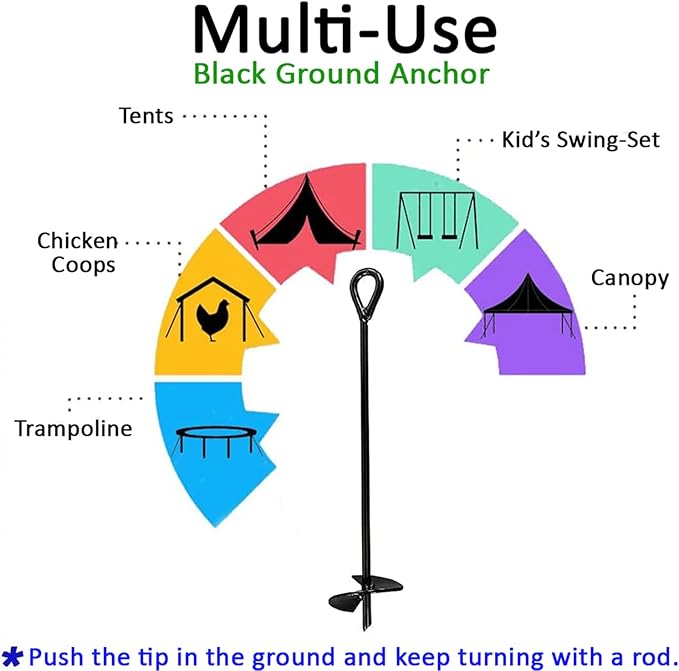 Ground Anchor Heavy Duty (1 Pack), 40 Inches in Length and 0.4 MM Thick in Diameter, Ideal for Securing Animals, Tents, Canopies, Sheds, Car Ports, Swing Sets