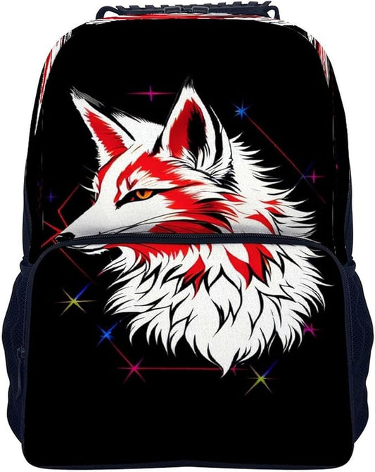 Rucksacks Lightweight Multipurpose Anti-Theft Kitsune Fox Art Shoulder Bag Large Capacity Business Computer Bag With Smooth Zippers