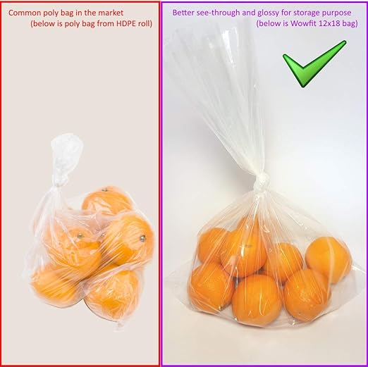 Wowfit 100 CT 9x14 Inch 1.1 Mil Clear Plastic Flat Open Poly Bags – Great for Bread, Cookies, Candy Favors, Classroom Treats, Crafts, and Food Storage