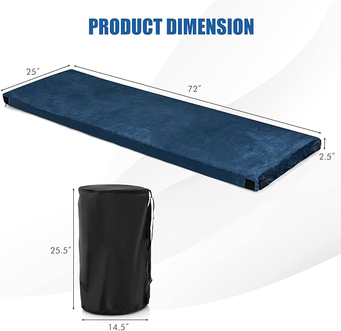 Giantex 72" Memory Foam Camping Mattress, Foldable Floor Guest Bed for Sleepover, Portable Camping Sleeping Mat with Waterproof Cover & Travel Bag, Roll Up Mattress Sleeping Pad for Backpacking, Car Traveling and Hiking
