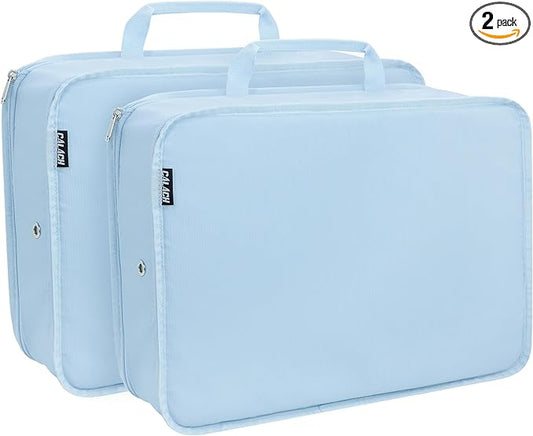Extra Large Compression Packing Cubes for Travel Essentials, 2 Set Expandable Travel Cubes for Packing Bags Suitcase Organizer, Blue