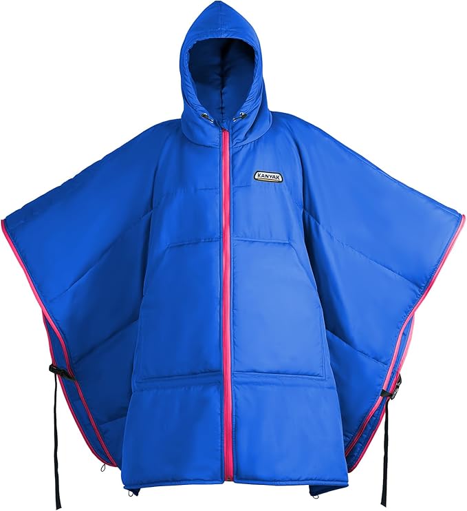 Hooded Poncho Blanket, Wearable Camping Blankets, Large Stadium Poncho Windproof & Water-Repellent, 75 * 55 inch, Portable & Warm, for Outdoor, Sports, Concerts, Travel, Picnic, Car, Survival, Hunting