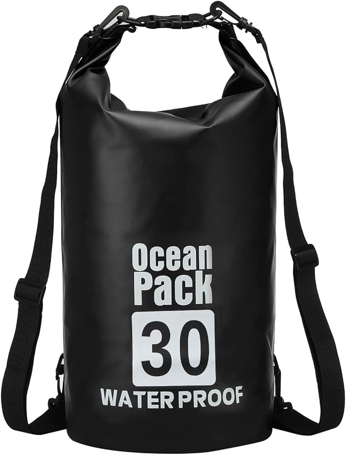 Waterproof Dry Bag, 30L Fit for Women Men Water Proof Bags Lightweight Dry Storage Floating Backpack with Whistle for Travel Backpacking Boating Kayaking Camping (Black)
